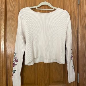 Cream white sweater with flowers